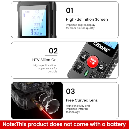 Serplex® 120m Laser Distance Measurer Dual Bubble Level LCD Backlit Display ±3mm Accuracy Memory Function Area Volume Pythagorean Mode IP54 Dustproof for Construction Battery Not Included 3PCS