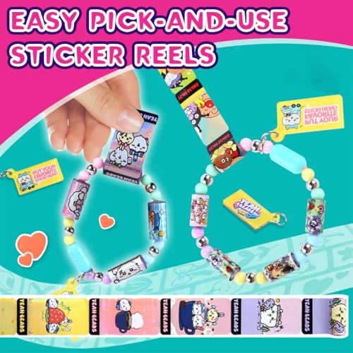 PATPAT® DIY Sticker Rolls Bracelet for Kids Girls Cartoon Stickers Making Kit with Spacer Beads Carry-on Bracelets Decorative Children's Day Gift 2PCS