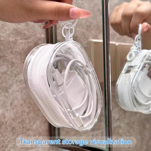 Supvox® 3Pcs Charging Cable Storage Bags, PVC Transparent Storage Bag for Data Cable, Chargers, Earphones - Portable Travel Storage Bag with Quick Release Buckle, Waterproof Small Organizer Pouch