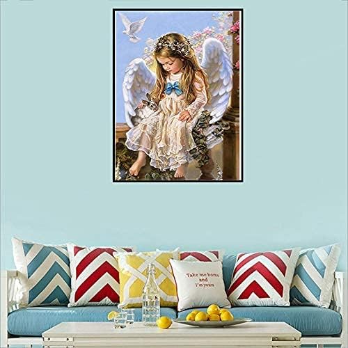HASTHIP 5D Diamond Painting by Number Kit for Adults, Full Drill AngelDiamond Painting Rhinestone Embroidery Pictures for Adults Kids Relaxation and Home Wall Decor 30x40cm(Multi 6)