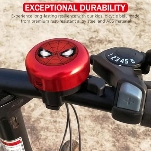 Proberos® Kids Bicycle Bell Red Super Hero Cartoon Lightweight Steel Durable High Decibel Warning Universal for 22mm Tube 2 PCS