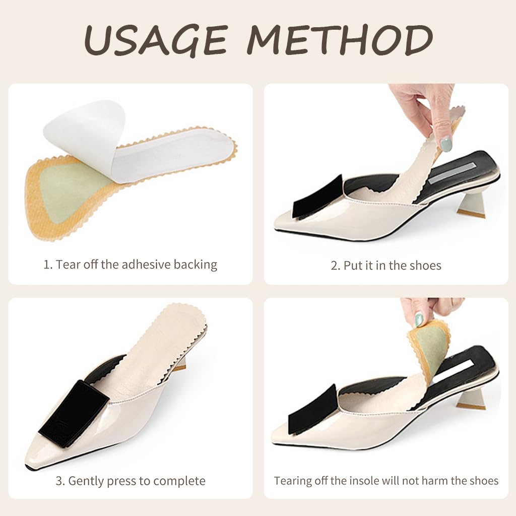 MAYCREATE 2 Pairs High Heel Inserts Arch Support Inserts 3/4 Cushioning Insoles Anti-slip Invisible Inserts Pads High Heel Sole Liners