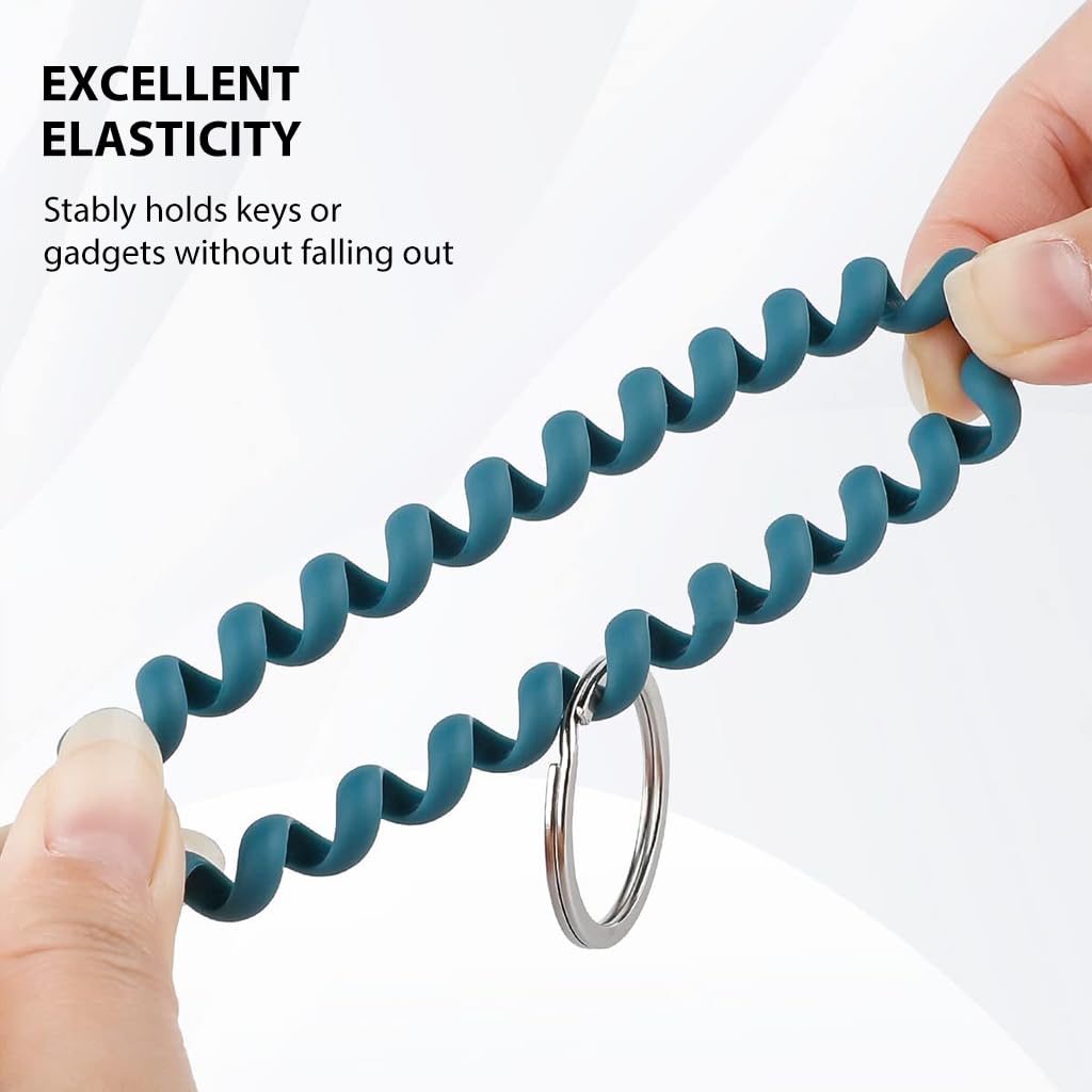 PALAY 6pcs Stretchable Wristband Keychain, Spiral Coil Wristlet Keychain, Flexible Wrist Key Chains, Anti-Lost Key Holder Key Ring Bracelet for Sauna, Gym, Pool, ID Badge, Outdoor Sports