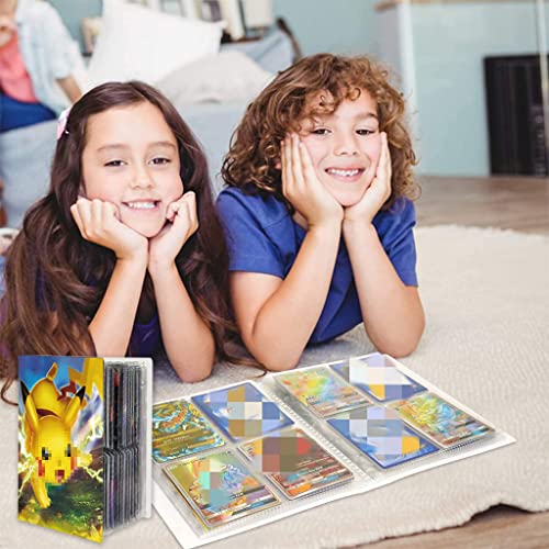 PATPAT Poke-mon Binder, Trading Cards Collector Album for 120 Poke-mon Cards Cartoon Prints Bag Poke-mon Cards Binder Poke-mon Collection Cards Pack Bag Gift for Kids Boys Girls-Pika (No Cards)