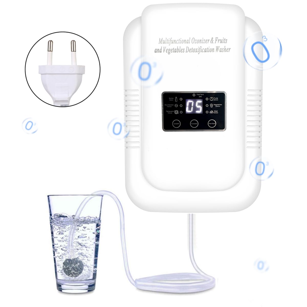 HANNEA Household Ozone Generator with Timer Multi-functional Ozone Generator for Air Purification, Water Treatment, Vegetable Cleaning 600mg/h Ozone Generator Machine for Purifying Water for Cleaning