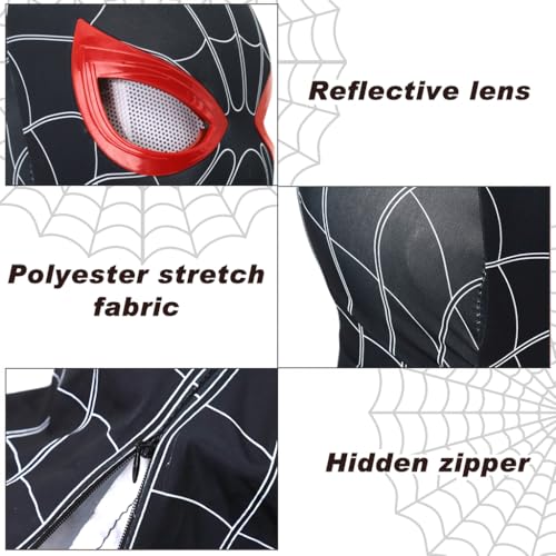 FANCYKU® 3D Spide Mask with Moving Eyes Jaw Motion Activated Blinking Eyelid Spide Head Cover Cosplay Costumes Mask for Adult Kids Halloween Masquerade Cosplay Black Red X 3