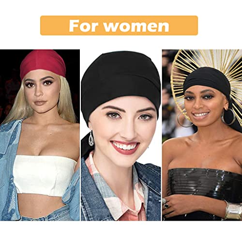 ZIBUYU® Silk Durag for Men and Women Head Cover Cap Hiphop Style Durag Headwear Fashion Piece Extra Long Head Scarf 4 Pcs X 3