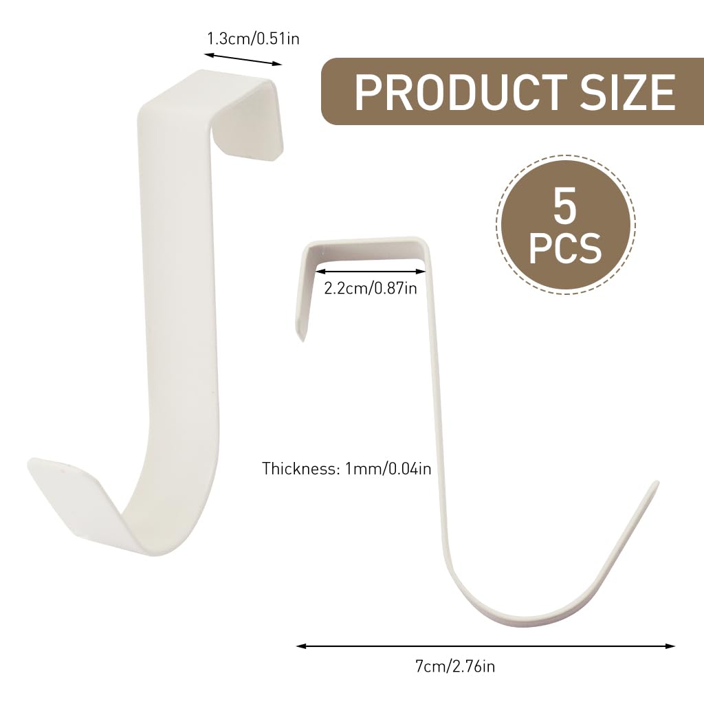 HASTHIP 5pcs Hooks for Door Back White Metal Over-the-door Hooks Cabinet Door Hooks Bag Hanging Hooks Multipurpose Over-the-door Hook for Entryway, Office, Cabinet, Kitchen, Bathroom