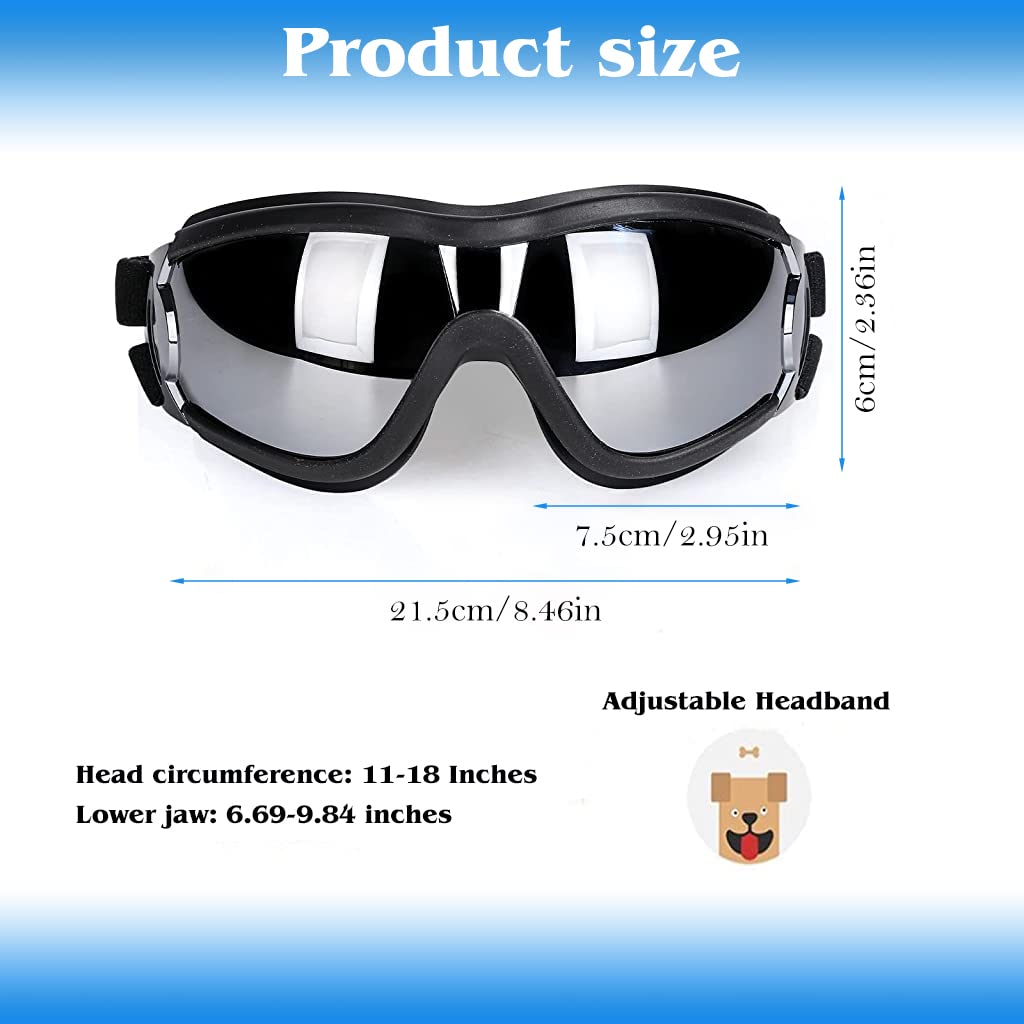Qpets Dog Goggles Sunglasses for Outdoor Walking, Windproof Dustproof Goggle for Dogs UV Protection Goggles with Dual Adjustable Straps for Medium or Large Dog Fun Goggle for Dogs