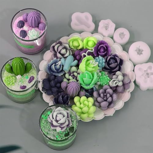 HASTHIP® 18PCS Succulent Silicone Molds 9 Styles DIY Resin Desk Decor Gift