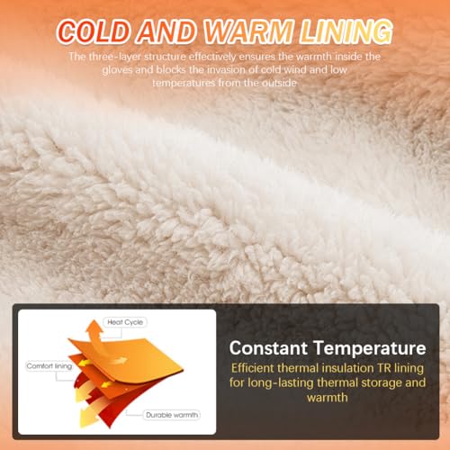 GUSTAVE® Winter Gloves for Men Fleece Lining Touch Screen Windproof Waterproof Anti-Slip Outdoor Warm Riding Hiking Ski Cycling One Size Fits Most Stylish Black 2PCS