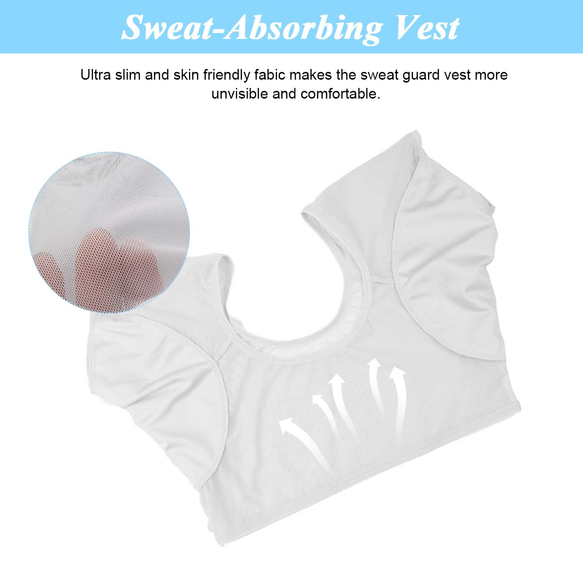MAYCREATE Sweat Pads for Underarms Women Breathable Sweat Proof Vest Sheer Mesh Armpit Pad Underarms Pad for Women, Washable & Reusable - Size L