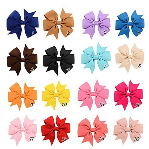 SNOWIE SOFT 20 Pcs Hair Bows for Kids Girls 3 Inch Grosgrain Ribbon Baby Girls Bow Hair Clips Alligator Hair Barrettes Hair Accessories for Infants Toddlers Kids Teens
