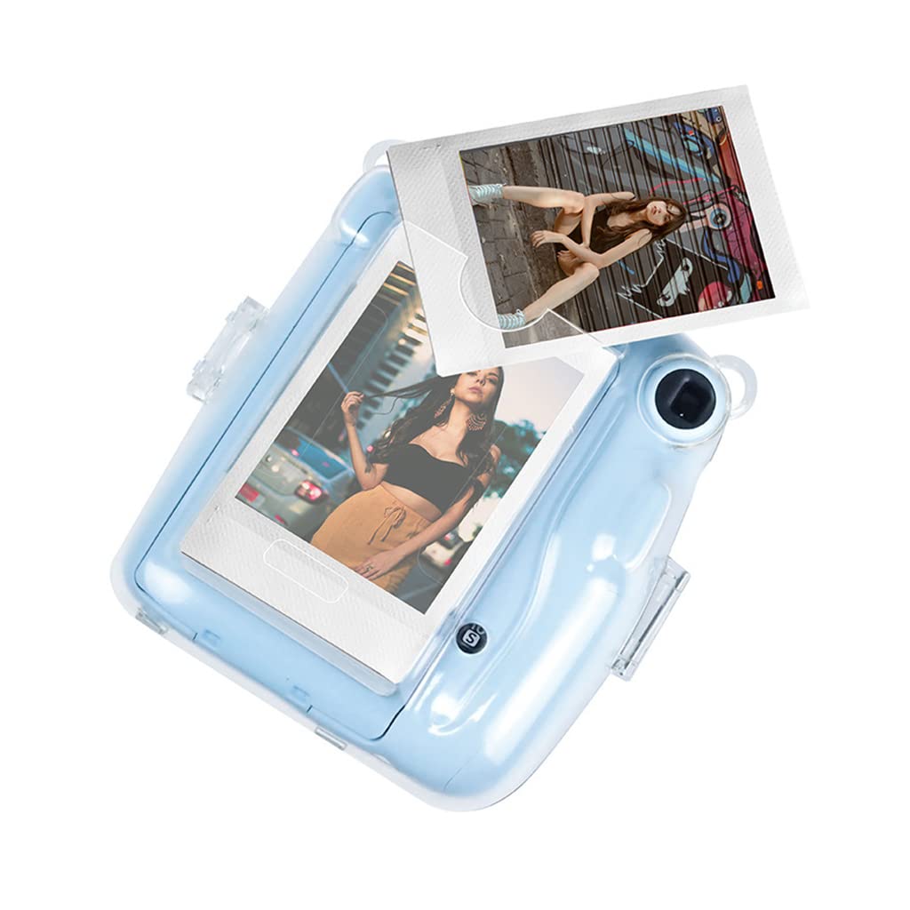 ZORBES Instax Mini 11 Case Cover, Crystal Protective Camera Case for Fujifilm Instax Mini 11, with Flim Sheet Holder, Easy Install Shell Cover with Shoulder Strap for Intex Camera Mini 11 (case only