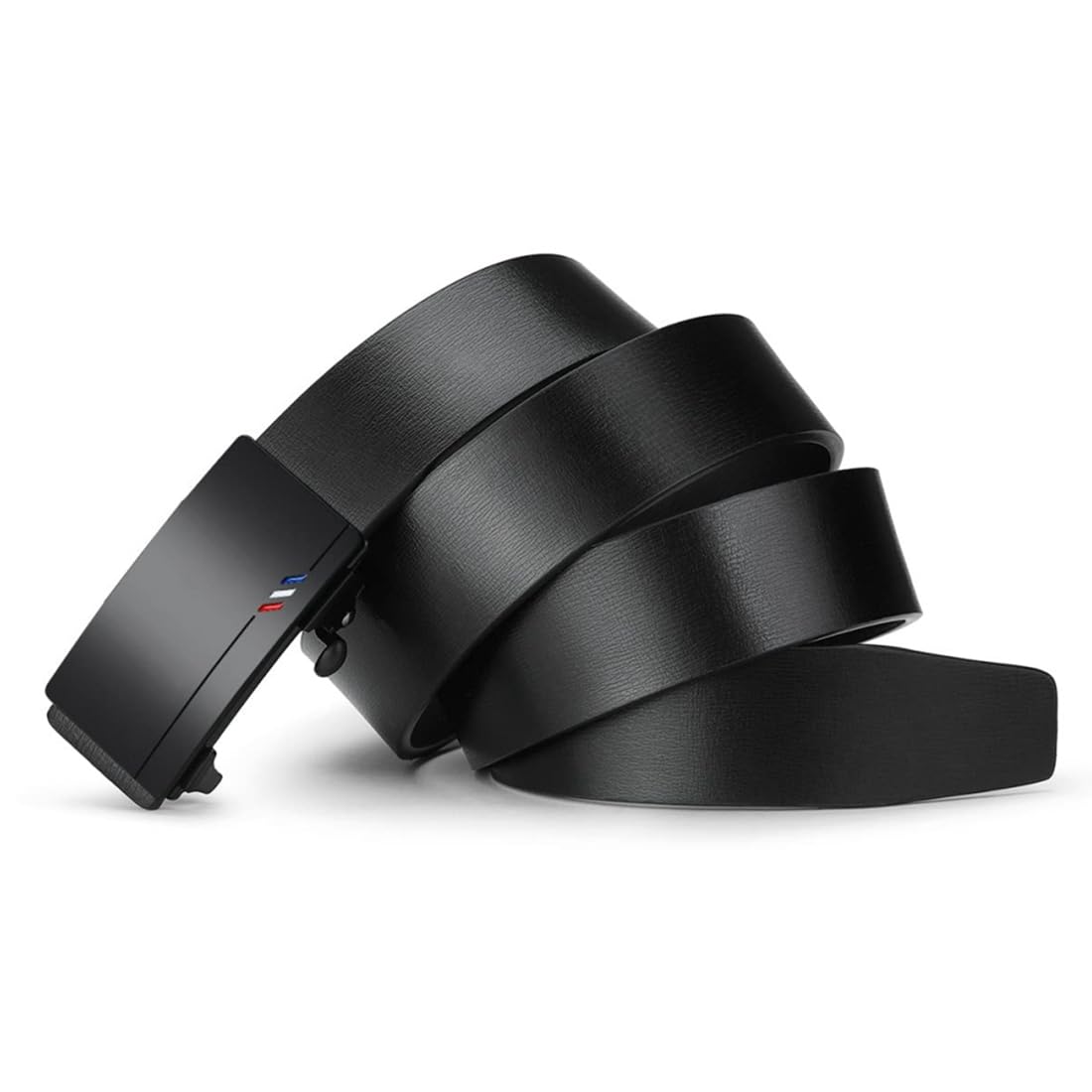 GUSTAVE Men's Genuine Leather Auto Lock Buckle Belt -Free Adjustable Belt for Men-(Black1)