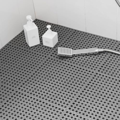 HASTHIP 9Pcs Bathroom Anti-Slip Mats 30x30cm DIY Assembly Porous Suction Cup Anti-Slip Mats Bath Tub Mat Multi Purpose Anti-Slip Mats Door Mat for Kitchen, Bathroom