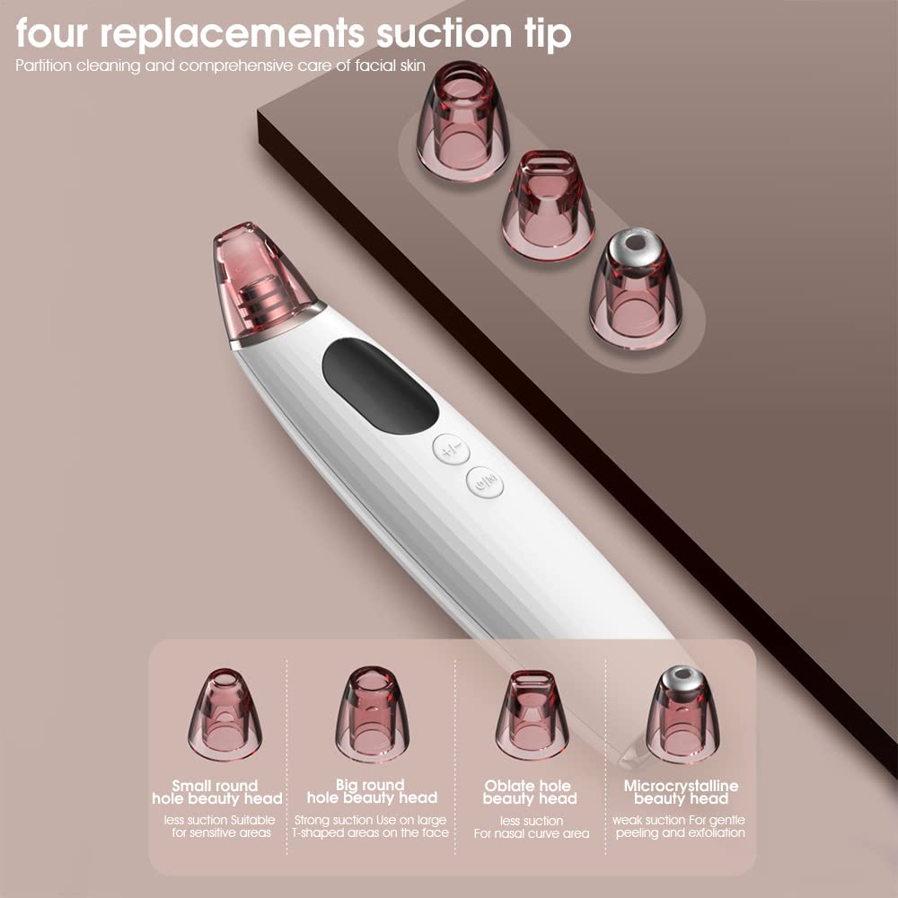 MAYCREATE Blackhead Remover Pore Vacuum Cleaner with Heat Compress, Facial Pore Cleaner Suction, Electric Acne Comedone Whitehead Vacuum Cleaner with Accessories For Women