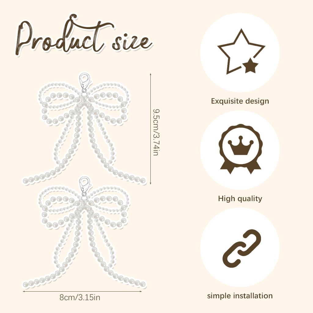 MAYCREATE 1 Pair Pearl Bow Shoe Charms for Sneakers Charms Pearl Sneaker Bows Decorations Bowknot Coquette Aesthetic Keychain Bag Car Charms for Women Gift Jewelry
