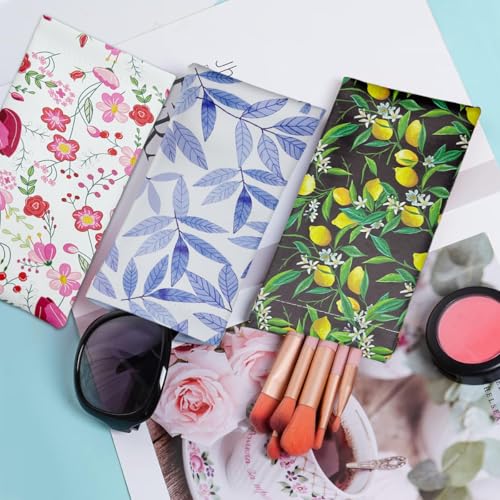 MAYCREATE® 9PCS Small Sunglasses Pouch PU Specs Case for Women Girls Floral Print Lipstick Coin Purse Storage Bag Eyeglass Cases Jewellery Eyewear