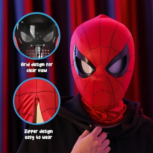 FANCYKU® Halloween Cosplay Spider Mask with Illuminated Moving Eyes Elastic for Kids Adults Party Dressing Up Prop Gift 3 PCS
