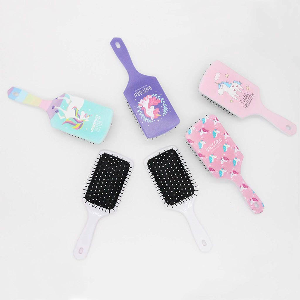 MAYCREATE Hair Brush, Pink Unicorn Hair Brush with Ball-tipped Nylon Bristle & Air Cushion Anti Static No Frizz Comb for Women Girls Thick Wet Damaged Curly Long Hair Volume Massage, Detangler Brush