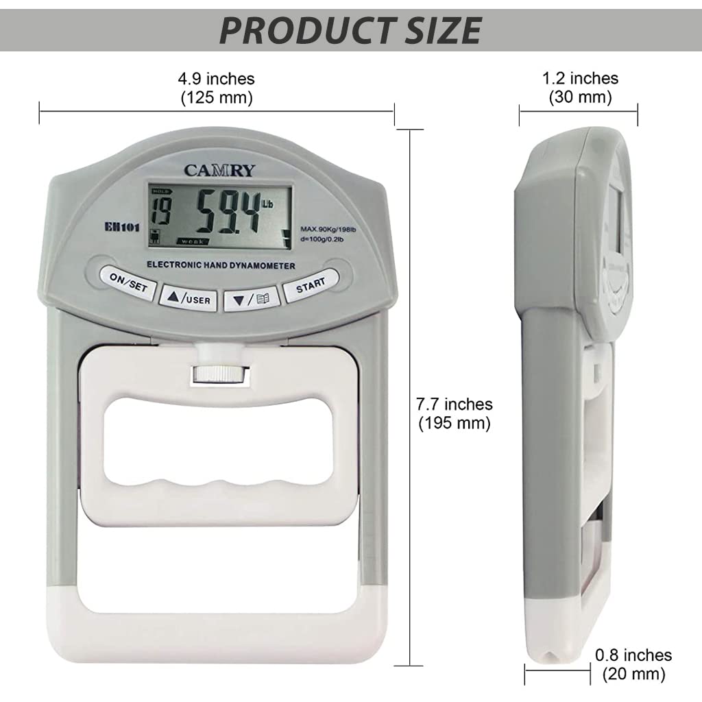 Proberos Digital Hand Dynamometer for Grip Strength Measurement, Auto Capturing Grip Strength Measurement Meter for Grip Strength Restoring, Medical Use, Training (90 Kg, Batteries Included)