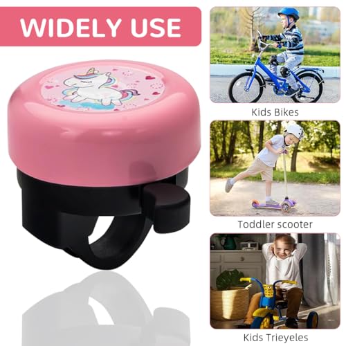 Proberos® Kids Bicycle Bell Pink Unicorn Cartoon Lightweight Steel Cycle Horn for 22mm Tube 3PCS