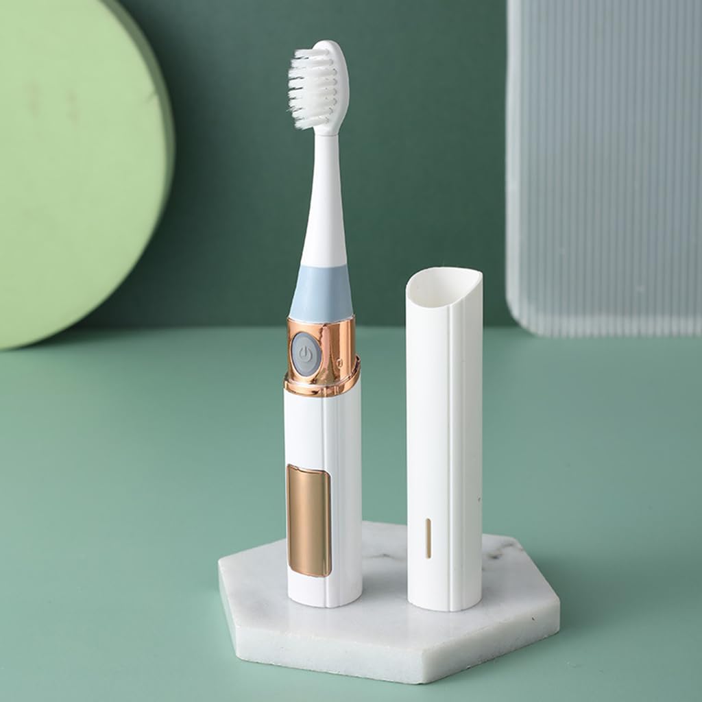 HANNEA USB Electric Toothbrush Digital Display Ultra-sonic Electric Toothbrush with 3 Modes, with 5 Soft Bristles Brush Heads, Travel Electric Toothbrush with Stand Base & Cap