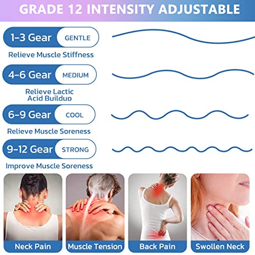 HANNEA Electric Neck Massager for Cervical Pain Heat Therapy Function Neck Massager with 4 Modes TENS Low Frequency Pulse Neck Massager Smart 15mins Timing Portable Massager for Travel