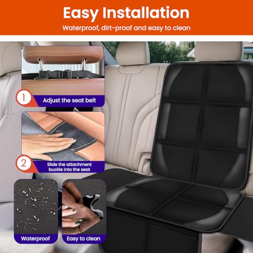 STHIRA® Car Seat Cover Protector Anti Slip Waterproof Liner for Baby and Toddler Seat for Car 3 Side Storage Pouches Durable and Easy to Clean Cushion Universal Fit 3PCS