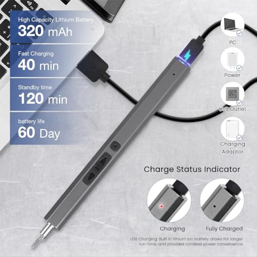 Serplex Electric Screwdriver 36-in-1 Cordless Mini Power Precision Screwdriver Set with 30 Bits, Rechargeable, 2 Torque Settings, Electric Precision Screwdriver Kit with LED, for Phones Watch Laptops