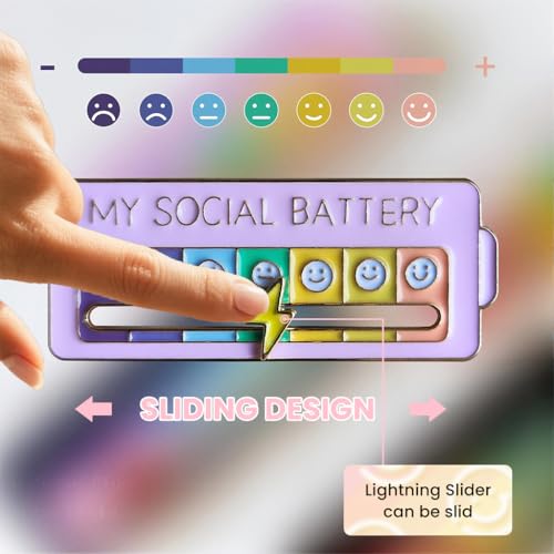 OFIFO® Social Battery Pins, My Social Battery Sliding Pins, 7 Moods to Choose from can Include All Your Moods-Multicolor