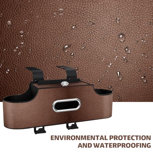 STHIRA® 4 in 1 Car Organizer with Hooks Hanging Headrest Tissue Paper Backseat Phone Dual Compartment Cup Holder Design Fashion PU Plastic 3PCS