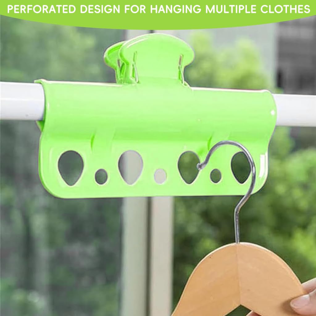 HASTHIP 4Pcs Hanger Clamps 7-holes Hanger Clamps for Drying Rod Windproof Clamps for Clothes Drying Rack Multifunctional Porous Hanger Clamps for Drying Rod Drying Rack Drying Stand