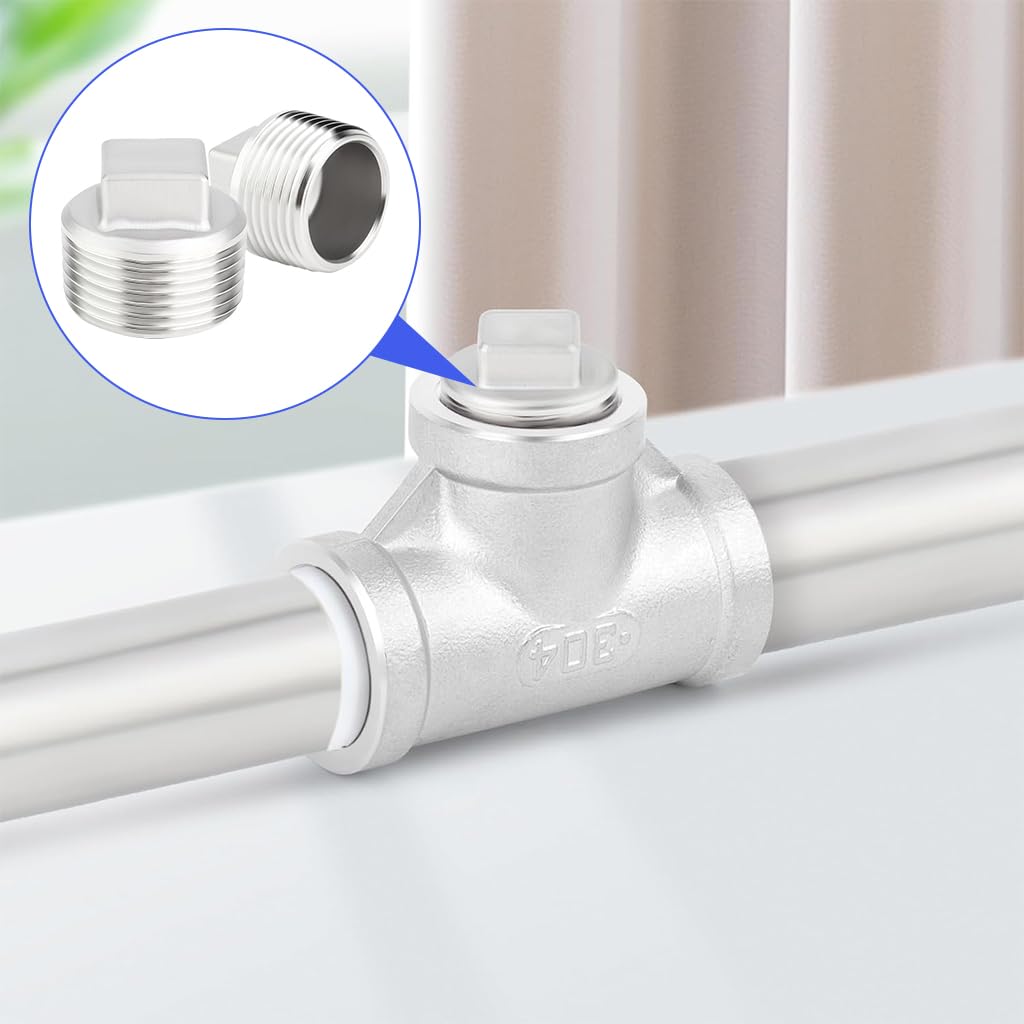 HASTHIP 2pcs 304 Stainless Steel Pipe Fitting, 3/4'' Square Head Cored Plug Pipe Fastener to Seal The End of The Pipe