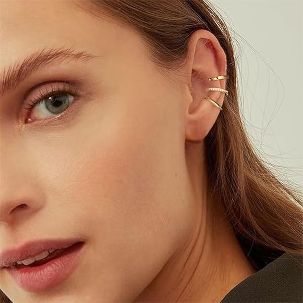 ZIBUYU® 18PCS Ear Cuffs Without Piercing Hoops Earrings for Women Alloy Hypoallergenic Rhinestone Shining Gold Clip Set Friends Gifts Trendy Accessories