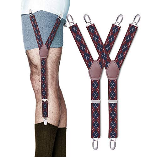 GUSTAVE Y-Style Shirt Stays Dress Shirt Garters with Non-Slip Locking Clamps and Adjustable Straps (Red