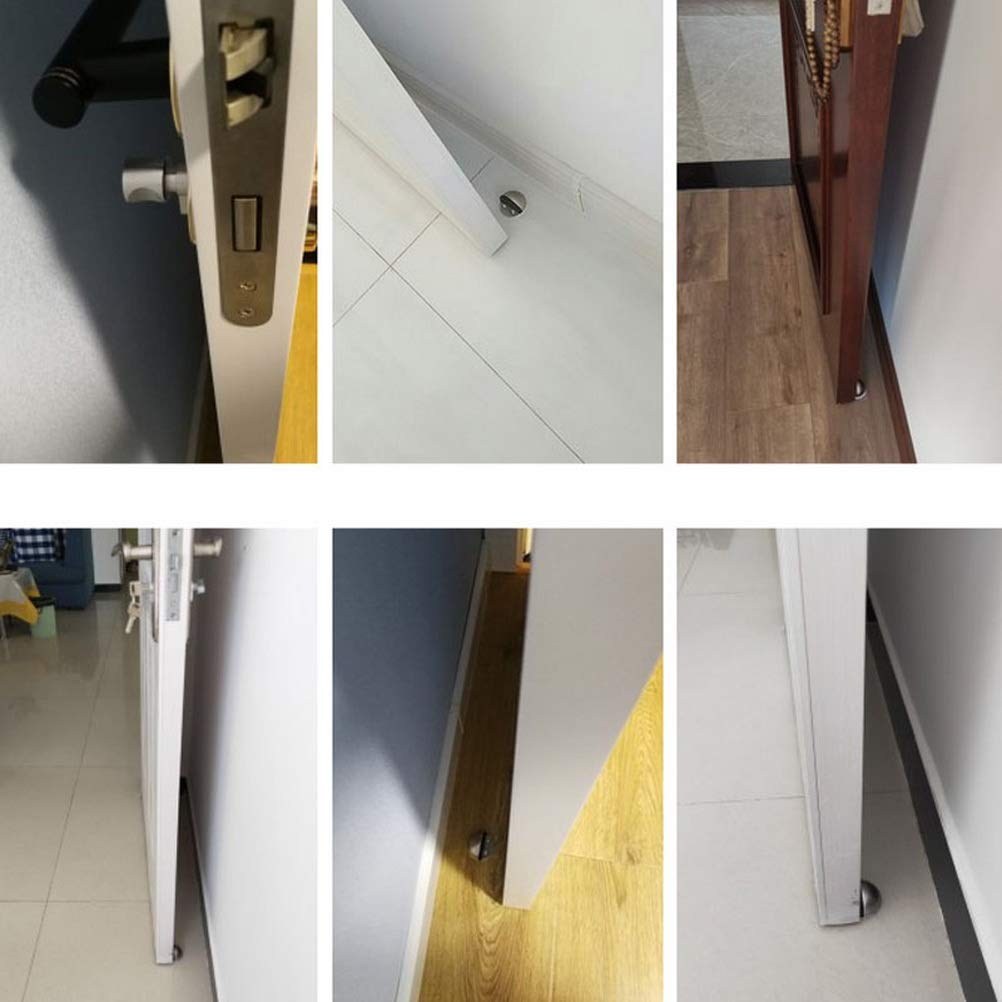 HASTHIP 4 Pieces Stainless Steel Floor Door Stopper, Oval Floor Mounted Half Moon Door Stop with Screws and Glues (Non-Magnetic)