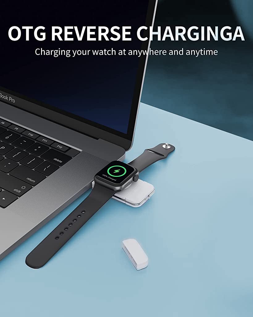 ZORBES Wireless Watch Charger for Apple Watch, 2 in 1 USB A/USB C Portable Charger Plug and Go Wireless Charger for Apple Watch Series Ultra 8 7 SE 6 5 4 3 2 1, White