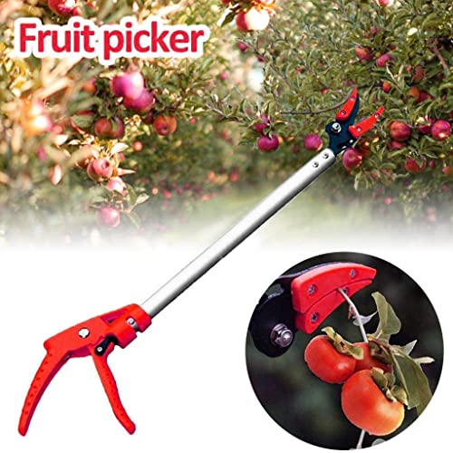HASTHIP 100cm Fruit Plucker from Tree with Pole, Aluminum Long Reach Cut and Hold Bypass Pruner with SK5 Blade, Lightweight Pruning Tools for Cutting Leaves and Fruit Picker
