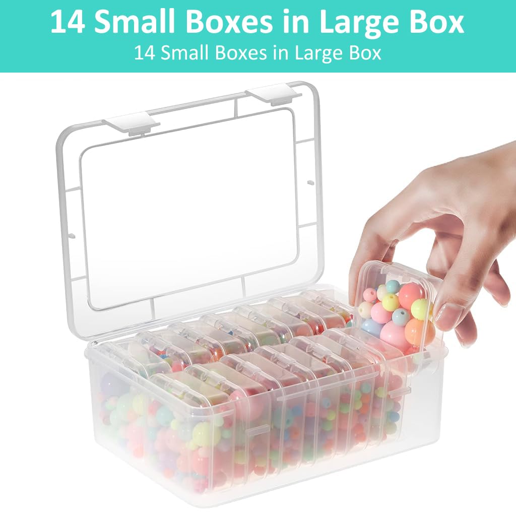 HASTHIP 15 Pcs Transparent Jewelry Organizer Box Set, Plastic Storage Cases for Earrings, Ear Studs, Rings, Necklace, Multi Purpose Small Storage Case for DIY Crafting, Beading, Diamond Painting