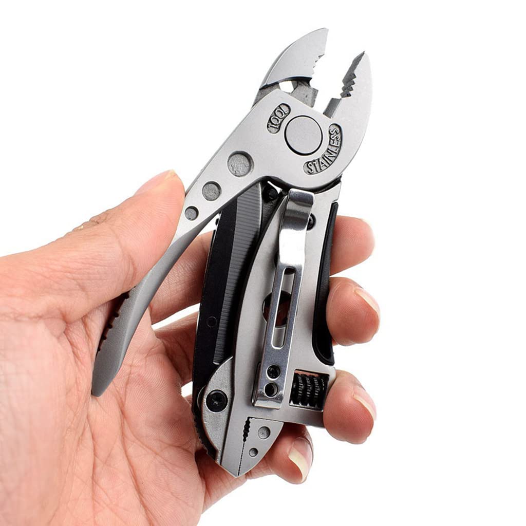 Proberos 4 in 1 Pocket Pliers and Wrench Screwdriver, Multitool with Safety Lock and Clip for Household Patio Outdoor Daily Use