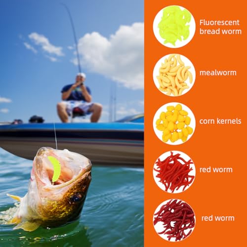 Proberos® 161PCS Soft Fishing Lures Kit Earthworm Mealworm Baits for Freshwater Saltwater Realistic Wiggly Action Jigging with Storage Box