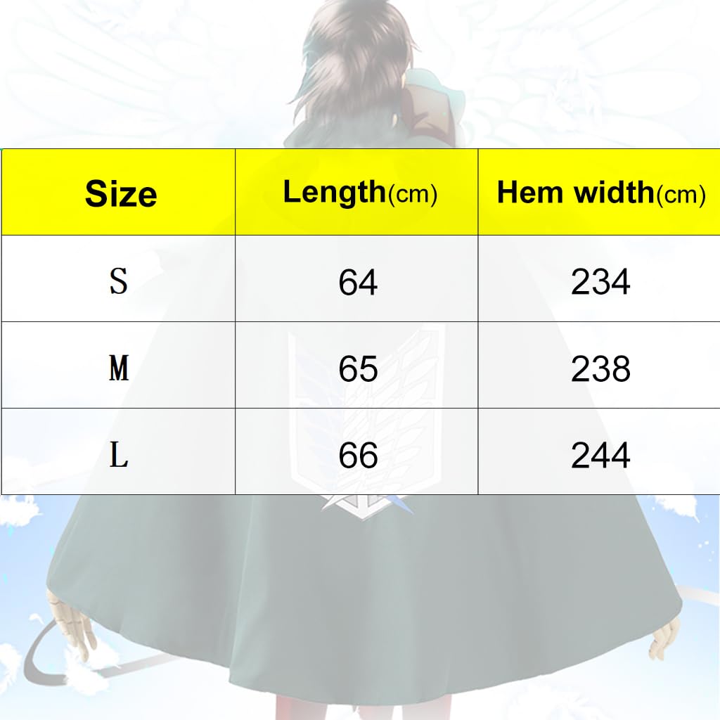 PATPAT Anime Cosplay Costume Cloak, Green Hooded Cloak with Wing of Liberty Necklace Set, Scout Regiment Cosplay Costume Wings Cape for Party, Halloween, Christmas, Performance - Size L
