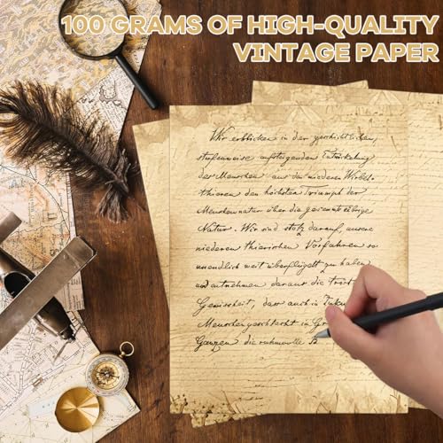 OFIFO® 50 Sheet A4 Vintage Letter Papers, Double Sided Scrapbooking Writing Papers Backgroud Papers, Journaling Notebook Refills, Yellowish Retro Style Papers, 210x285mm