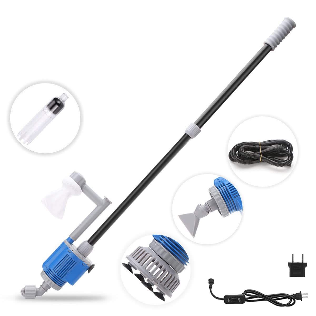 Qpets Electric Fish Tank Cleaner, Automatic Siphon Vacuum Cleaner Kit, Aquarium Gravel Cleaner 20W Aquarium Vacuum for Aquarium Cleaning, Changing Water, Pump to Drain Aquarium Cleaning Tool