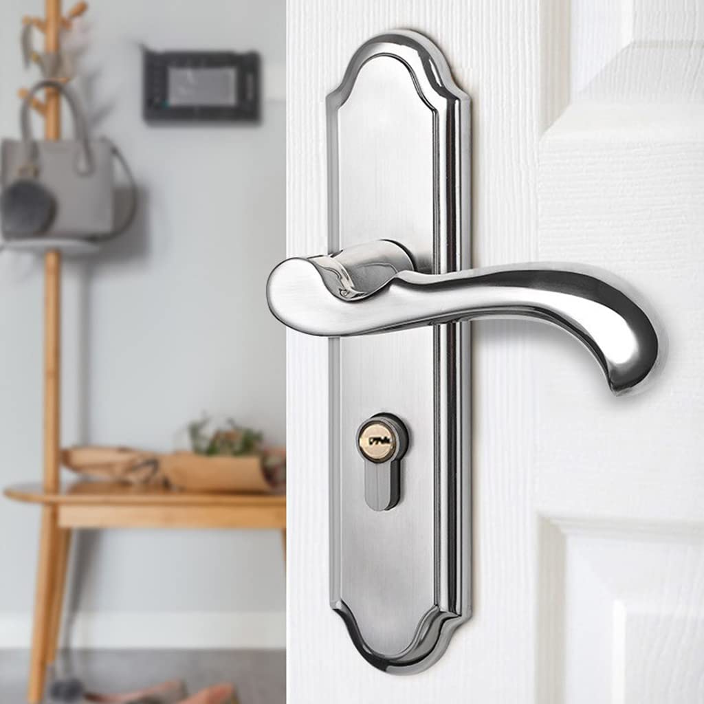 HASTHIP Heavy Duty Door Lock, Main Door Lock Set with 3 Keys, Mortise Keyed Lever Mount Latch with Deadbolt for Screen and Storm Doors, Satin Nickel, Style A