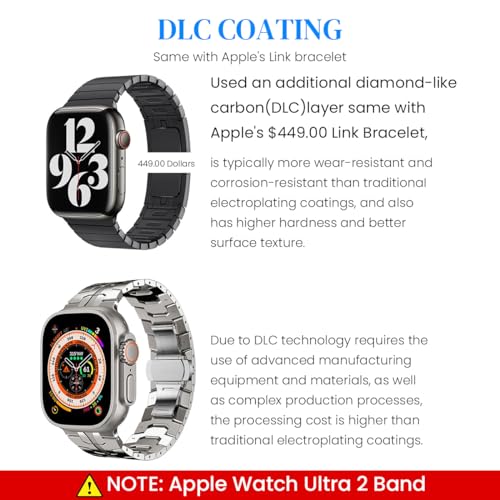 ZORBES Stainless Steel Band for Apple Watch Ultra 2 Band 49mm 45mm 44mm 42mm, Metal Strap with Folding Clasp for Apple Watch Series 9 8 7 6 5 4 3 2 1 Ultra/Ultra 2 Men (Silver, 49mm 45mm 44mm 42mm)
