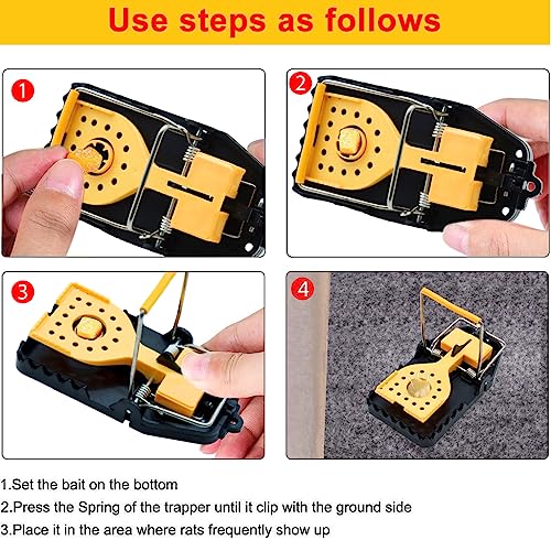 Optifit® 4PCS Rat Traps for House Garden Patio Reusable Mouse Traps for Mice Rats Chipmunks Squirrels Hamsters and Other Rodents Quickly Slam Killer Indoor Outdoor