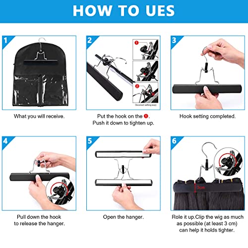 MAYCREATE Hair Extensions Hanger Storage Bag, Hairpieces Dustproof Cover Non-Woven Cloth Wigs Hanging Storage Holder, Clear Zip Up Closure, Waterproof and Portable